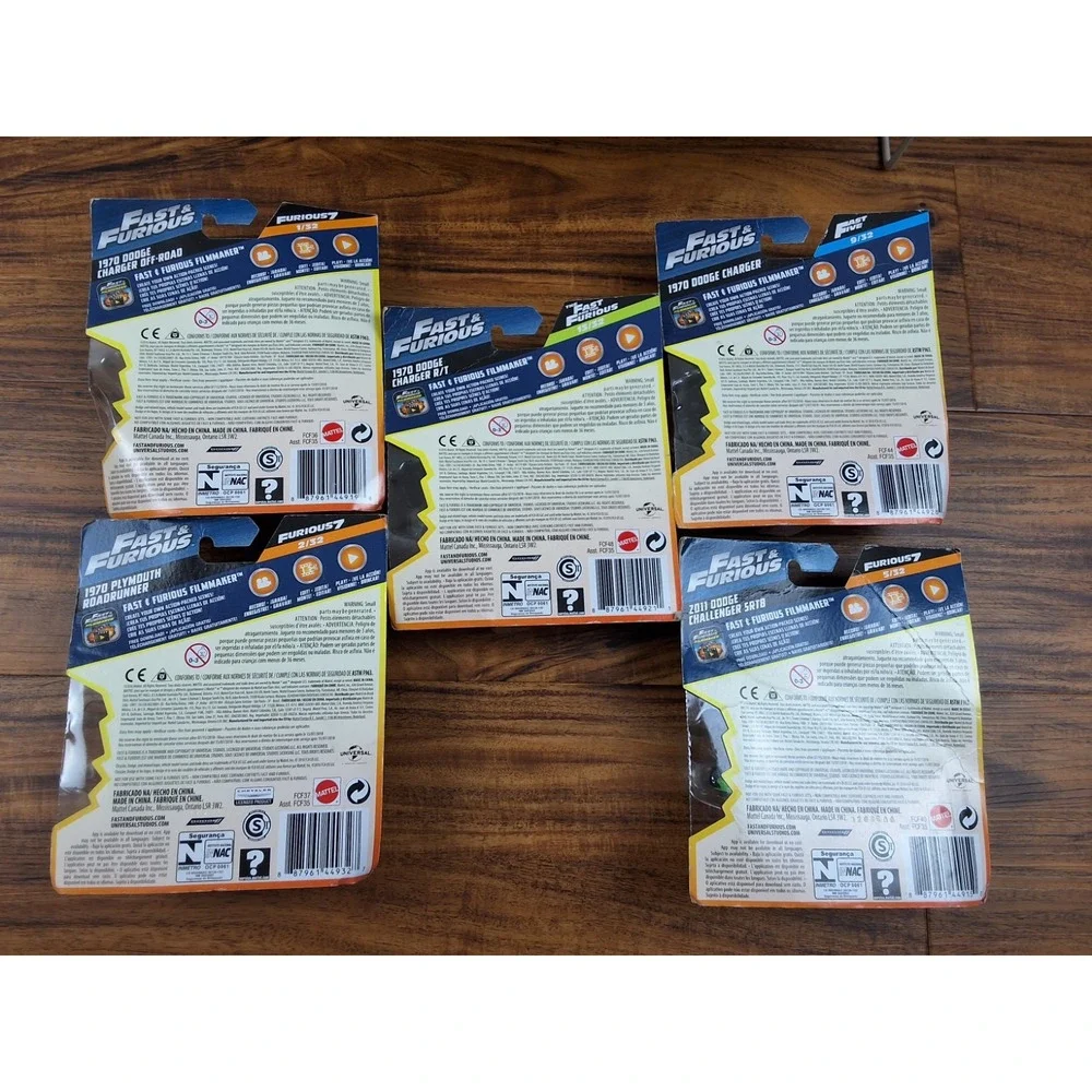 FAST & FURIOUS FILMAKERS Mattel Series Lot of 5 Roadrunner Chargers Challenger